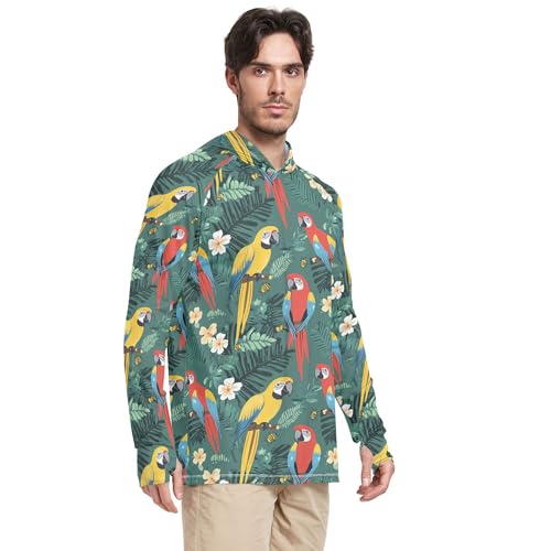 Cute Macaw Green Men's Sun Protection Hoodies Long Sleeve Beach Hoodie UPF 50 + Beach Shirt S2