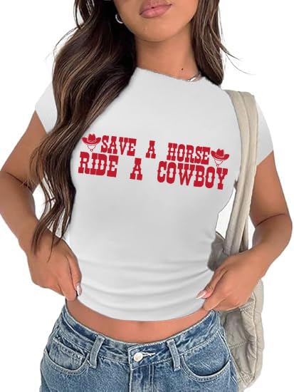 Cropped Cowgirl Outfits for Women Western Rodeo Crop Tops Cowboy Country Concert Graphic Tees