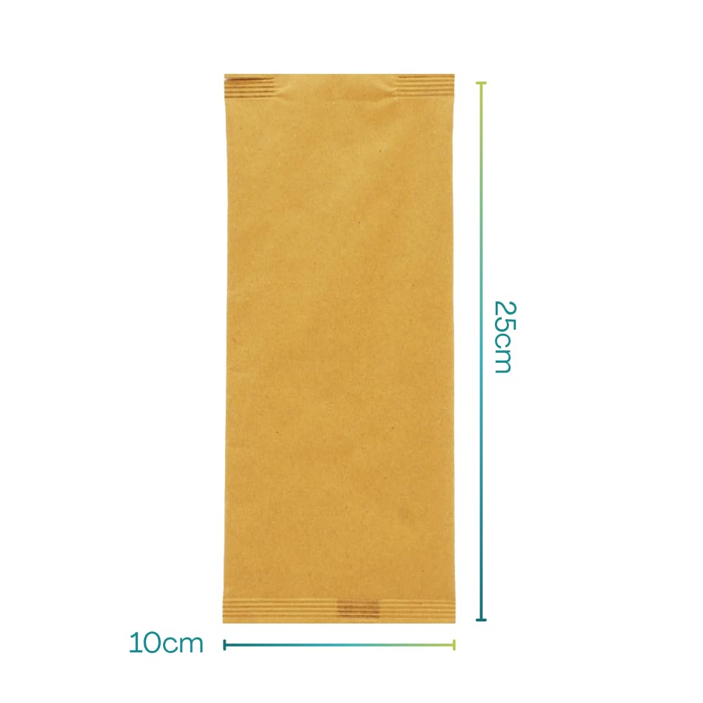 VIRSUS 1000 Buste portaposate Colore Avana Carta Paglia Dimensioni 10 x 25 cm con tovagliolo Doppio Velo