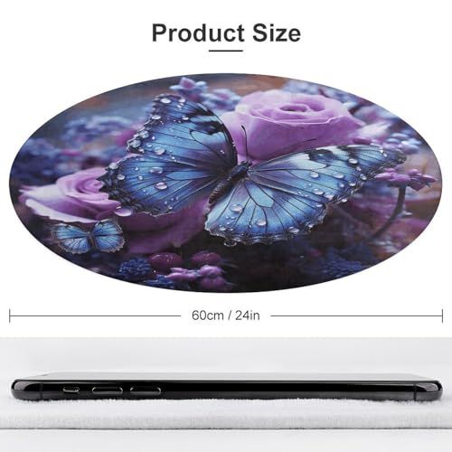 Tapis rond antidérapant motif rose violette style raffiné