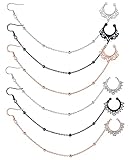 Dyknasz Anillos falsos para tabique indio, piercing de nariz a oreja, pendientes de imitación para nariz, aro no perforado, piercing para tabique para mujer
