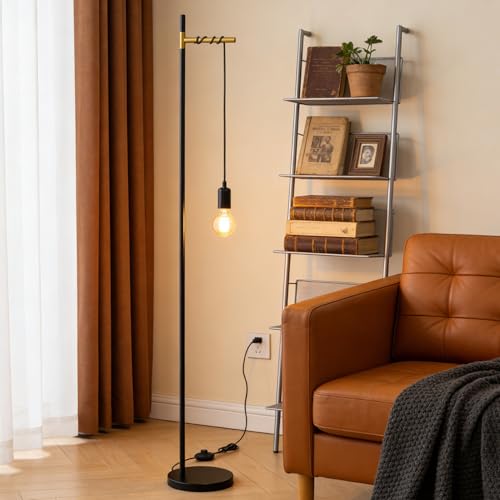 Aigostar Lampe sur Pied Style Rétro E27, Lampadaire Métallique pour Salon avec Interrupteur au Pied, Câble 180cm, Design Suspendu (Ampoule Non Incluse) -...