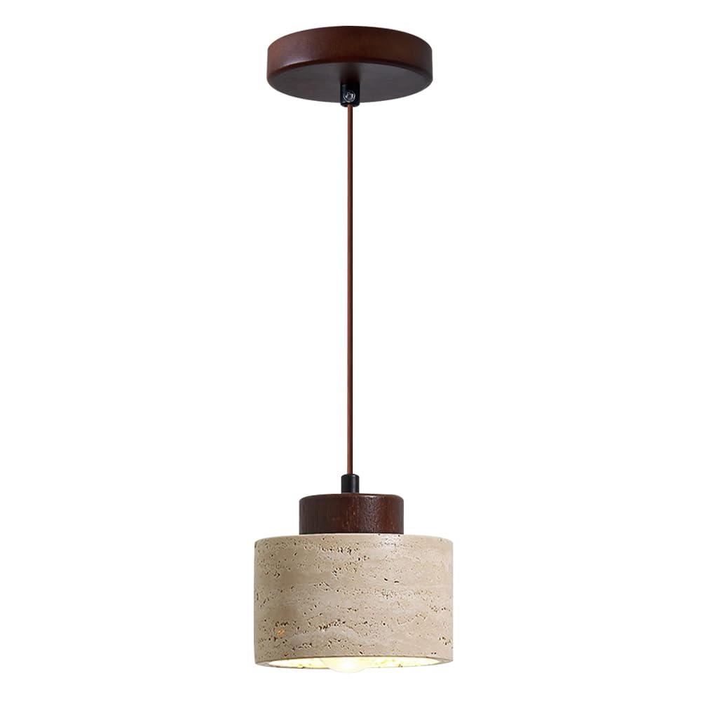 TTBDDDYH Natural Travertine Hanging Lamp, E26 Light Source Height Adjustable Pendant Light, Wabi Sabi Style Chandelier, Restaurant Bedroom Living Room Decoration Light Fixtures