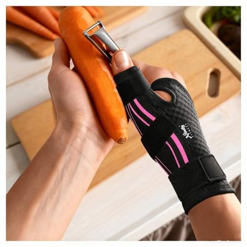 Image of Xfinity Fitness Thumb Spica Splint with Wrist Support for Men & Women | Adjustable Thumb Brace for CMC & MCP Joint Stability | Breathable Wrist & Thumb Support for Tendonitis, Sprain & Recovery (Pink,Black)