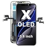 [OLED] for iPhone X Screen Replacement 5.8 Inch [NOT LCD] Display 3D Touch Frame Assembly Digitizer for Model A1901, A1902, A1865（No Tools）