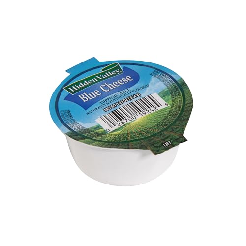 Ventura Foods Hidden Valley Blue Cheese Dressing - Chunky Dip Blue Cheese Salad Dressing, Creamy Coleslaw & Salad Dressings Vinaigrette, Single Serve Round Cups Bulk - 64 Pack / 1.25 oz.