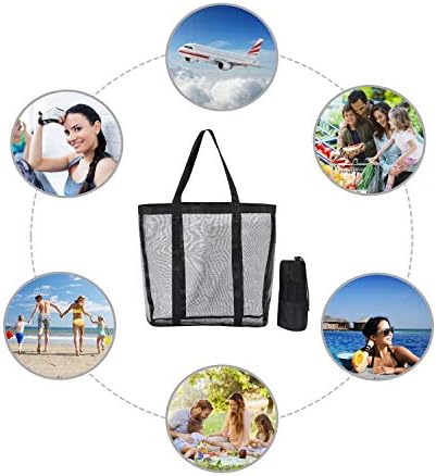 Mesh Beach Bag - Durable Tote Bag- Simply lightweight for Shopping Groceries Sports Gym Swimming Pool Travel Tote Bag 6 Mesh Beach Bag - Durable Tote Bag- Simply lightweight for Shopping Groceries Sports Gym Swimming Pool Travel Tote Bag