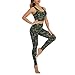 Ensemble de Sport Femme Survêtements Été, Femme's Camouflage Prints Sport Vêtements de sport Set 2 pièces Tenue haute taille Skinny Yoga Leggings Racerback Sports Bra Crop Top Tenue de Sport Tops Pant