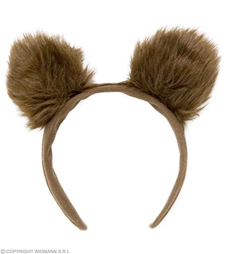 W WIDMANN MILANO Party Fashion 2329B - fita de cabelo de urso, orelhas de urso de peluche, castanho, animal, disfarce, acessório, carnaval, festa temática