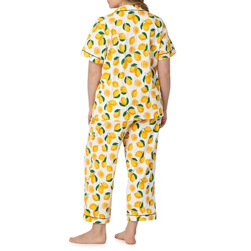 Image of Bed Head PJs Womens Matching Pajamas - Soft Organic Cotton Button Down PJ Shirt & Cropped Pants Set - Loungewear & Sleepwear