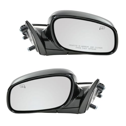 TRQ Driver and Passenger Side Mirror Assembly Set Power Heated Puddle Light Paint to Match Foldaway Smooth Compatible with 2003-2008 Lincoln Town Car