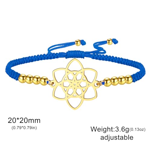 kkjoy Adjustable Flower of Life Braided Rope Bracelet Stainless Steel Eternity Floral Blossom Inspirational Amulet Jewelry for Women Charming Ladies4
