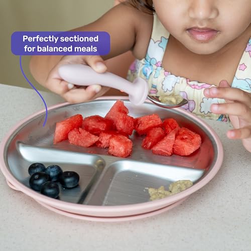 Image of Feeding Set of 3 for Kids | Suction Plate Bowl Cutlery Spoon Fork | BPA Free | Stainless Steel | Easy Grip | Non Spill | Self Feeding Set | Dishwasher Safe (Ocean)