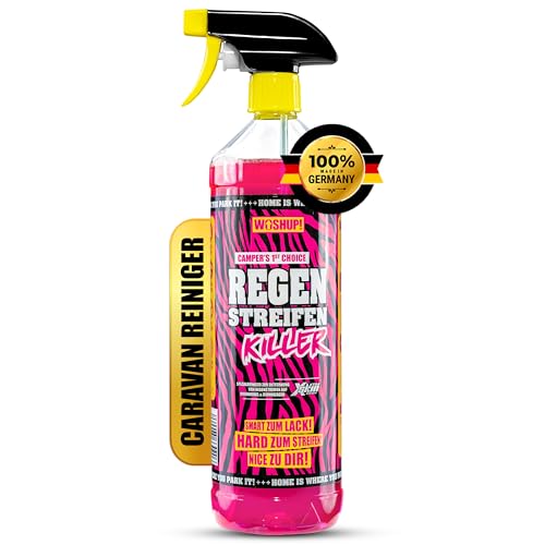 WOSHUP! High Power Wohnwagen Reiniger Regenstreifen Killer Xtra Skin Schutzfilm 1000 ml Regenstreifenentferner für Wohnwagen, Wohnmobil, Boot, Anti Regenstreifen (1 Liter)