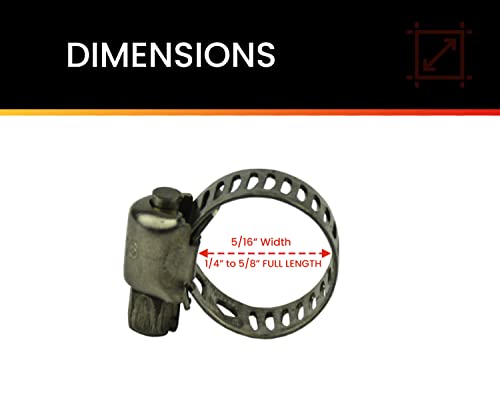 Pro Tie 33200 Sae Size 4 Range 1/4-Inch-5/8-Inch Mini All Stainless Hose Clamp, 10-Pack #TOP1