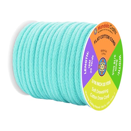 Mandala Crafts 3/16 Inch Mint Flat Drawstring Cord for Hoodies