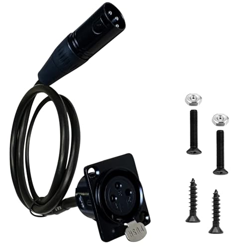 DIYTECH XLR Pass Through Cable, Female to Male, Solderless - Black | Female to Male XLR Pass Through Cable for Stage Box, Patch Panel & Floor Box; Solderless Black Connector for Pro Audio
