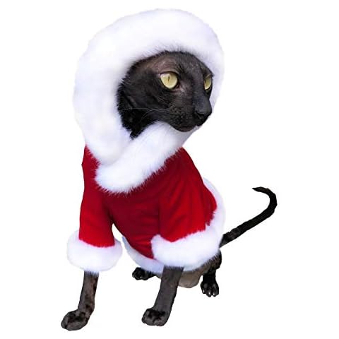 Kotomoda Sphynx Cat's Hoodie Santa Klaus Naked Cat Hairless Cat Clothes (S) Cover