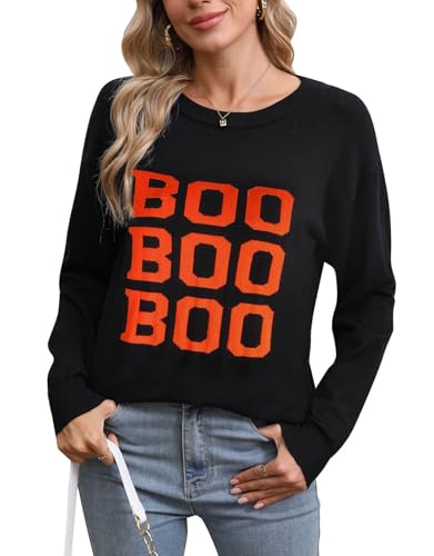 Womens American Flag Sweater, Long Sleeve Crewneck Colorblock Striped Pullover with Drop Shoulder - Casual Knitted Sweaters