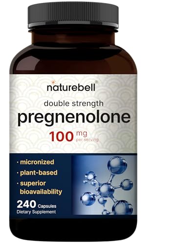 Pregnenolone 100 mg, 240 cápsulas | 99% de pureza, grado micronizado para una mayor absorción, a base de plantas - Precursor natural, suplemento para la salud cerebral e inmunológica - Sin OMG, sin