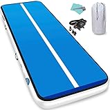 Furgle Air Track 10ft/13ft/16ft/20ft Tumble Track Inflatable Gymnastic Mat, 4/6/8 inches Thickness Tumbling Air Track for Gymnastics/Yoga/Cheerleading Mat (13ftx3.3ftx6inch, Blue + Gray)