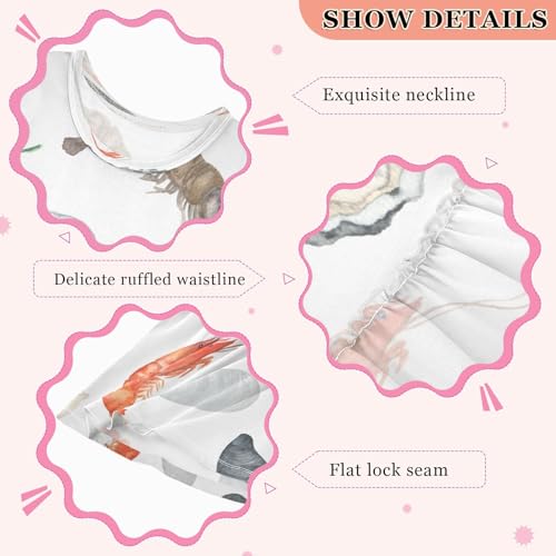 Girls Summer Dress Girls Sleeveless Dress Lobsters Shrimps Oysters Girls Sundress 2-8 Years3