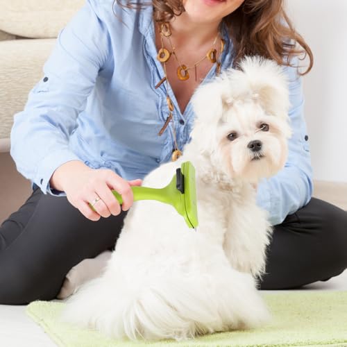 Trendecor Hundebürste Langhaar, Fellwunder Bürste Hund mit Selbstreinigungsknopf für Hunde Katzen Selbstreinigende Zupfbürste Massage Bürste Entfernt Unterwolle für Tierhaarpflege Haar