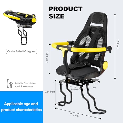 OUSEXI 2024 New Rear Child Bike Seat, Adjustable Backrest Rear Bike Seat, Foldable and Rotatable Rear Mounted Child Bike Seat, Child Rear Seat with Thick Backrest, Suitable for Most Bicycle - Thumbnail 2