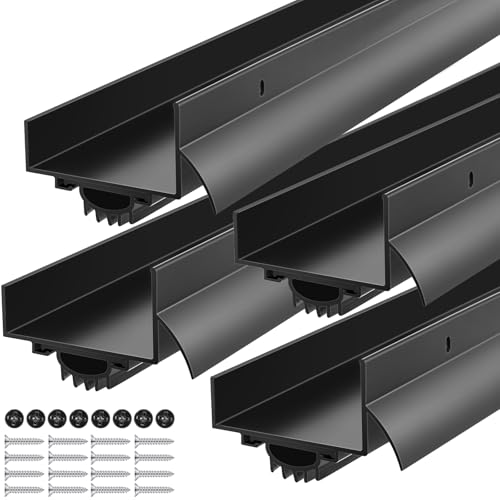 4 Pcs Morningro 36 Inch U Shape Aluminum Door Sweep with Drip Cap, Black