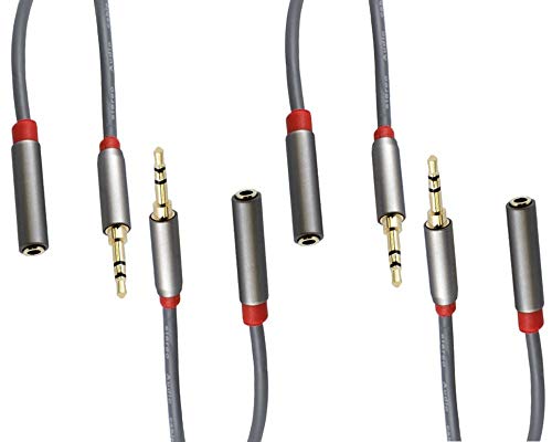 Image of C&E CNE723198 1.5 FT(0.4 M) 3.5mm Aux Male to Female Extension Stereo Audio Cable Grey (1.5 Feet /0.4 Meters) Compatible for iPhone, iPad or Smartphones, Tablets, Media Players (4 Pack)