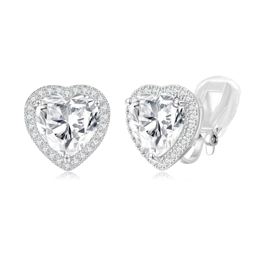 Aretes clip en forma de corazón para mujer