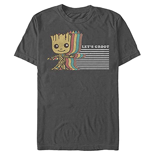 T-shirt pour homme Marvel Groot au motif vintage imprimé sur tissu anthracite