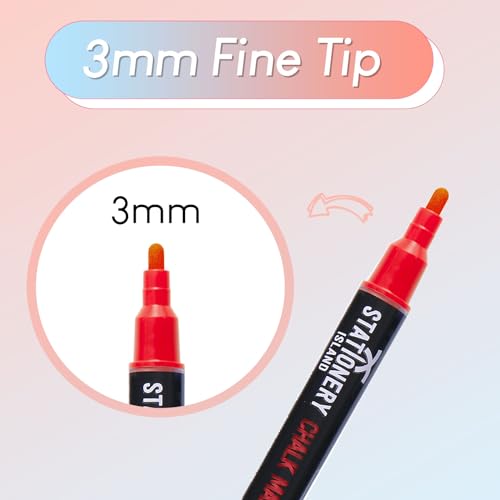 STATIONERY ISLAND Kreidestifte für Tafel Abwaschbar, Kreidestift für Fenster, 10 Farben Kreidemarker für Glas & Tafeln, Bunt Fensterstifte