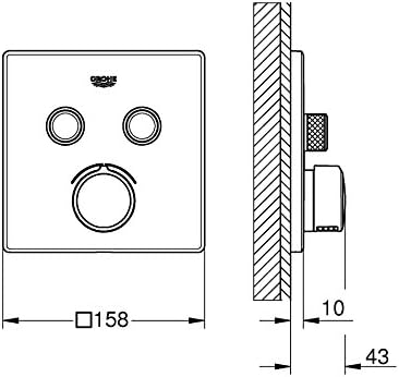 GROHE SmartControl - Concealed Mixer for Shower or Bath (2 Valves, Square Shape, Set for Final Installation for GROHE Rapido SmartBox, Push for ON-OFF, Turn for Volume Adjustment), Chrome, 29148001