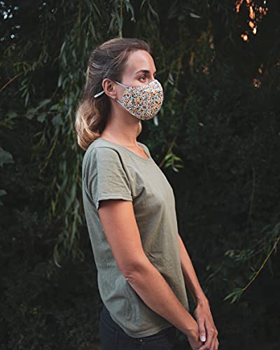 Reusable Masks For Adults - Stylish Cotton Face Mask For Women - 3 Layer With Filter Pocket Cloth Face Mask - Adjustable Ear Straps - Handmade Cute Floral Pattern - Assorted Designs Pack Of 5 #TOP5
