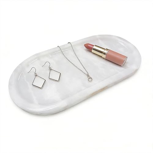 Natural Marble Decorative Tray-Bathroom Counter Decor Vanity Perfume Tray