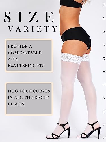 SUREPOCH Curve Semi Sheer Thigh High Stockings Silicone Lace Top Pantyhose for Women, 1-2 Pairs3