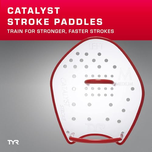 Image of TYR Catalyst Stroke Swim Paddles - Competitive Swimming Technique Equipment | Natural Palm Fitting | Durable K-Resin Construction | Stroke Technique & Power Building | Gridded Multi-Angle Silicone Straps