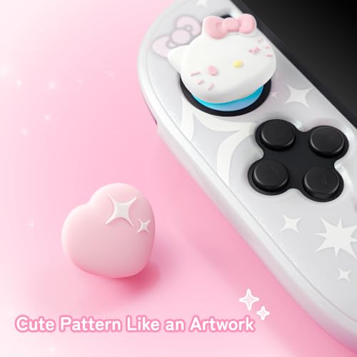 Kuitmor Thumb Grip Caps Compatible with Nintendo Switch 2, Silicone Joystick Grip Caps for Switch 2025, 4pcs, Cute Cat Style, White & Pink - Image 8