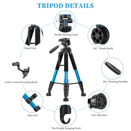 Image of JOILCAN Tripod Camera Tripods, 74 inch Tripod for Camera Cell Phone Video Recording, Heavy Duty Tall Camera Tripod Stand, Professional Travel DSLR Tripods Compatible with Canon iPhone, Max Load 15 LB