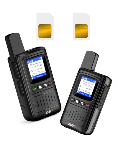 Image of KSUN CT19 Global POC Radio with Data Card, UHF Handheld Radio Long Range Walkie Talkie, 4G Network Radio Portable Dual PTT & Antenna, Rechargeable for Industrial Work, 2 Pack