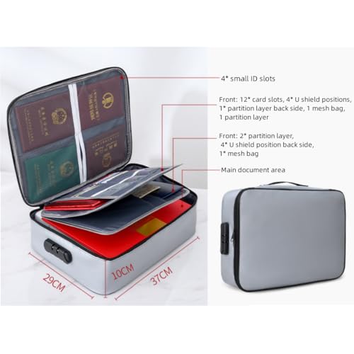 Lyxtiorn Fireproof Document Box Waterproof A4 Document Organizer Storage Folder for Important Papers Certificates Secure Safe Bag Case with Lock - Image 3