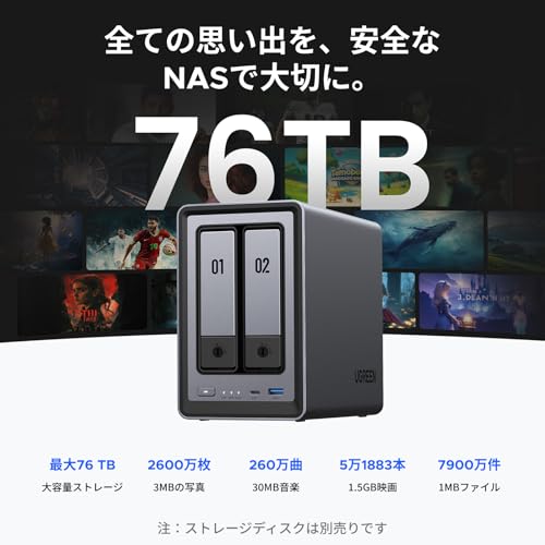 undefined UGREEN NASync DXP2800 2ベイデスクトップnasキット、Intel N100クアッドコアCPU、8GB DDR5 RAM、2.5GbE、2 * M.2 NVMeスロット、4K HDMI、ネットワーク接続ストレージ(ハードドライブは付属していません) の商品画像 2