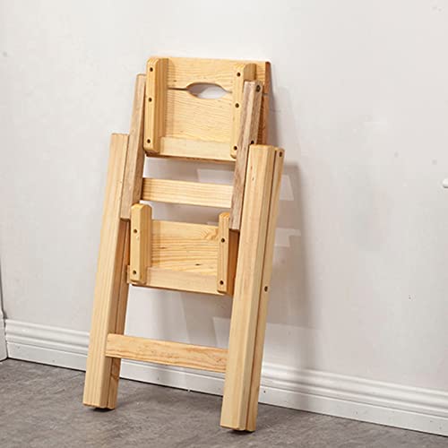 Taburete de madera de 2 escalones compacto antideslizante para casa 4