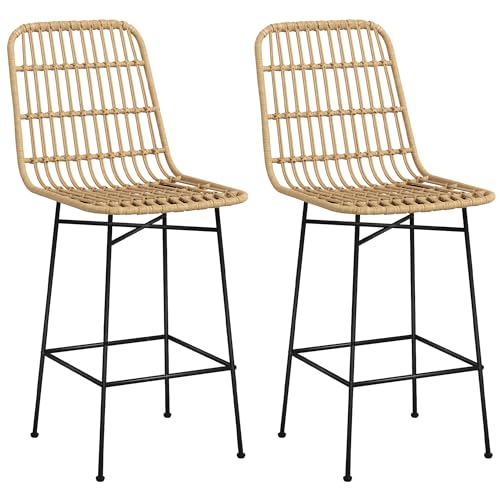 HOMCOM Barhocker 2er-Set, Barstuhl, Tresenhocker mit Rückenlehne aus...