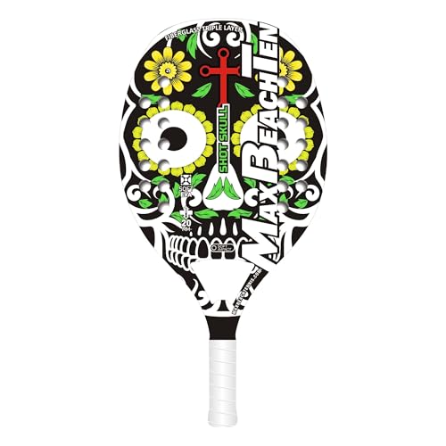 MBT SHOT SKULL, Racchetta Beach Tennis - Fibra di Vetro - Superficie ruvida - Eva Soft – Leggera e Bilanciata – Profilo 20 mm - Custodia inclusa