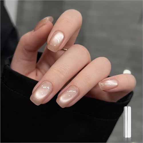 Image of GAOY Nude Glassy Cat Eye Gel Nail Polish, 16ml Glitter Holographic Nail Polish with Magnet, Reflective Translucent UV Gel, 3301 Ash Blonde