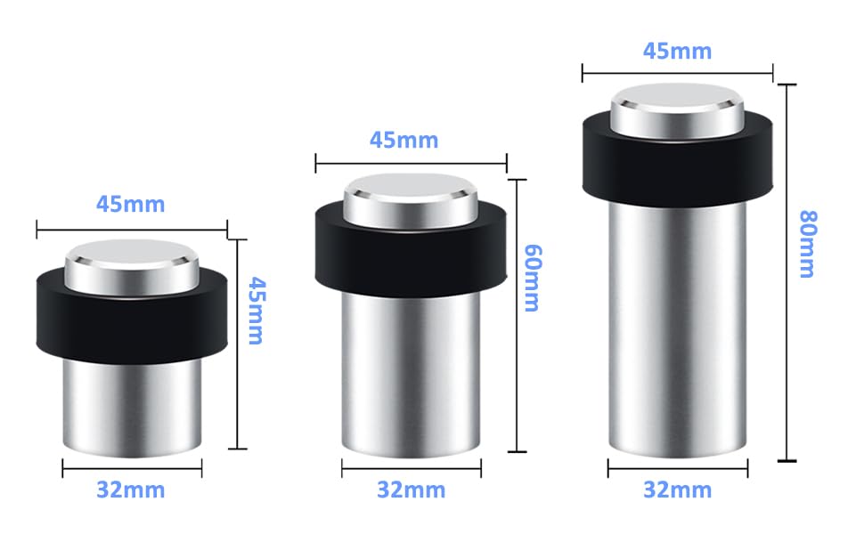 8 Pcs Stainless Steel Floor Door Stops with Rubber, Stainless Steel Door Stop, Floor Door Stop, Protect Doors and Walls (45mm) - Image 2