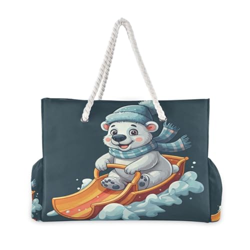 Polar Bear Winter Beach Tote Bag for Women Waterproof Swim Pool Extra Large Beach Bags with Zipper Carry On Travel Bag for Yoga Gym Women Vacation Essentials Nurse2