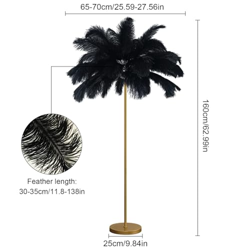 Lámpara con Plumas de Avestruz regulable 160cm para salón. 7
